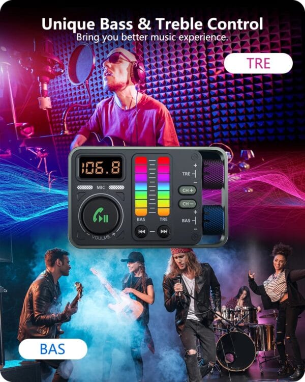 Transmisor Fm Bluetooth Mp3 Carga rapida tipo C y USB